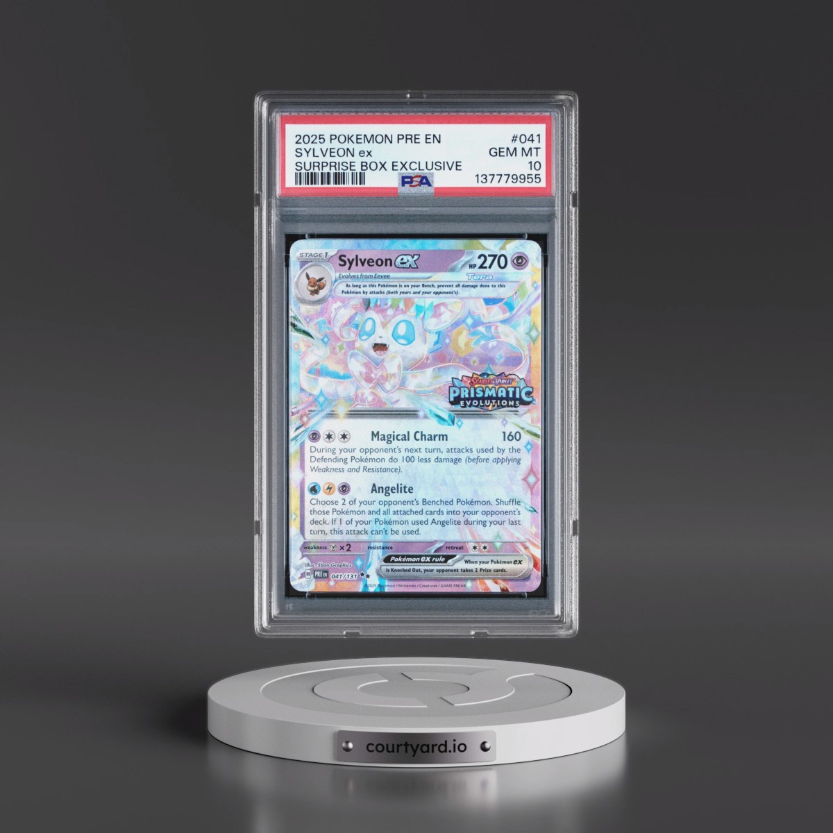 2025 Pokémon Pre EN-Prismatic Evolutions #041 Sylveon EX - Holo Surprise Box Exclusive (PSA 10 GEM MINT)