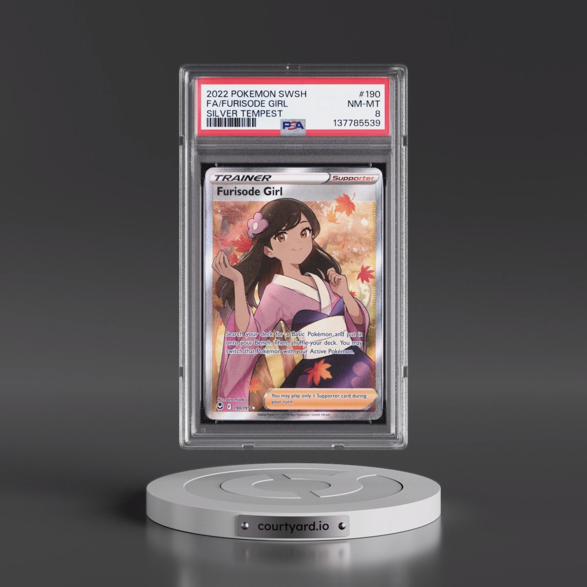 2022 Pokémon Sword & Shield Silver Tempest #190 Furisode Girl - Full Art (PSA 8 NM-MT)
