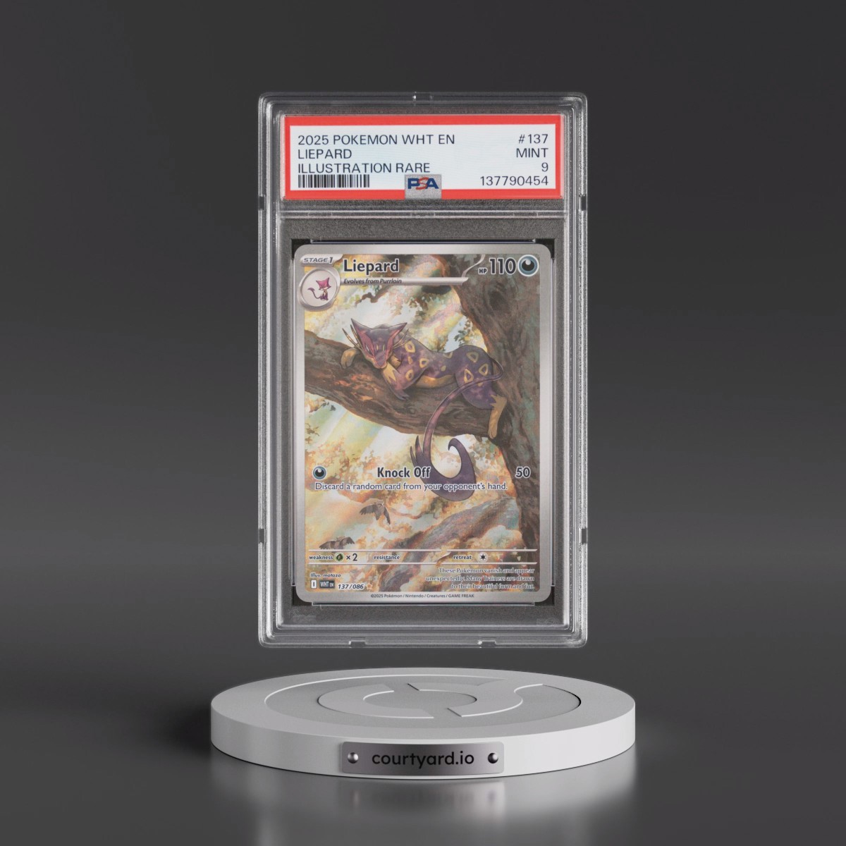 2025 Pokémon Wht EN-White Flare #137 Liepard - Illustration Rare (PSA 9 MINT)
