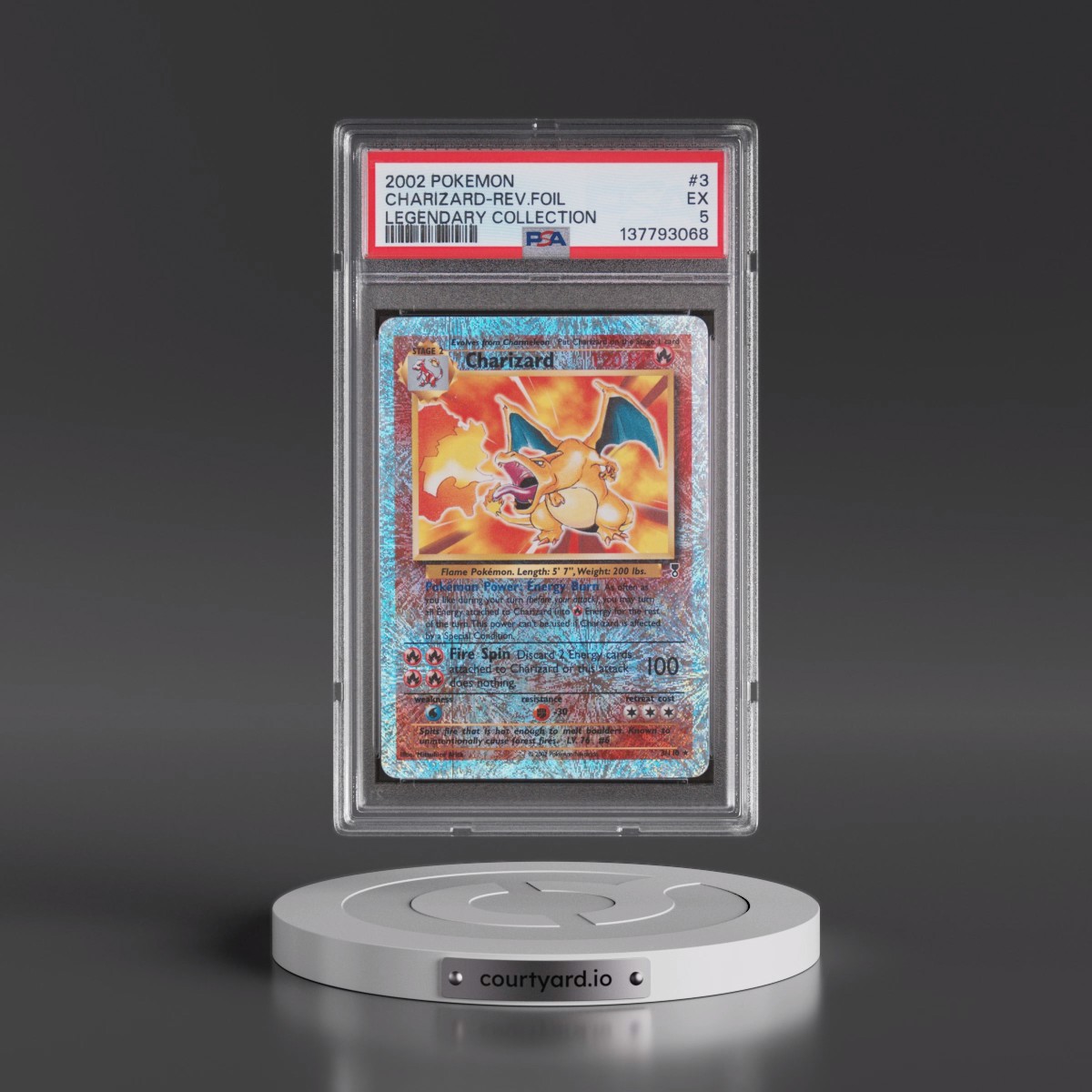 2002 Pokémon Legendary Collection #3 Charizard - Reverse Foil (PSA 5 EX)