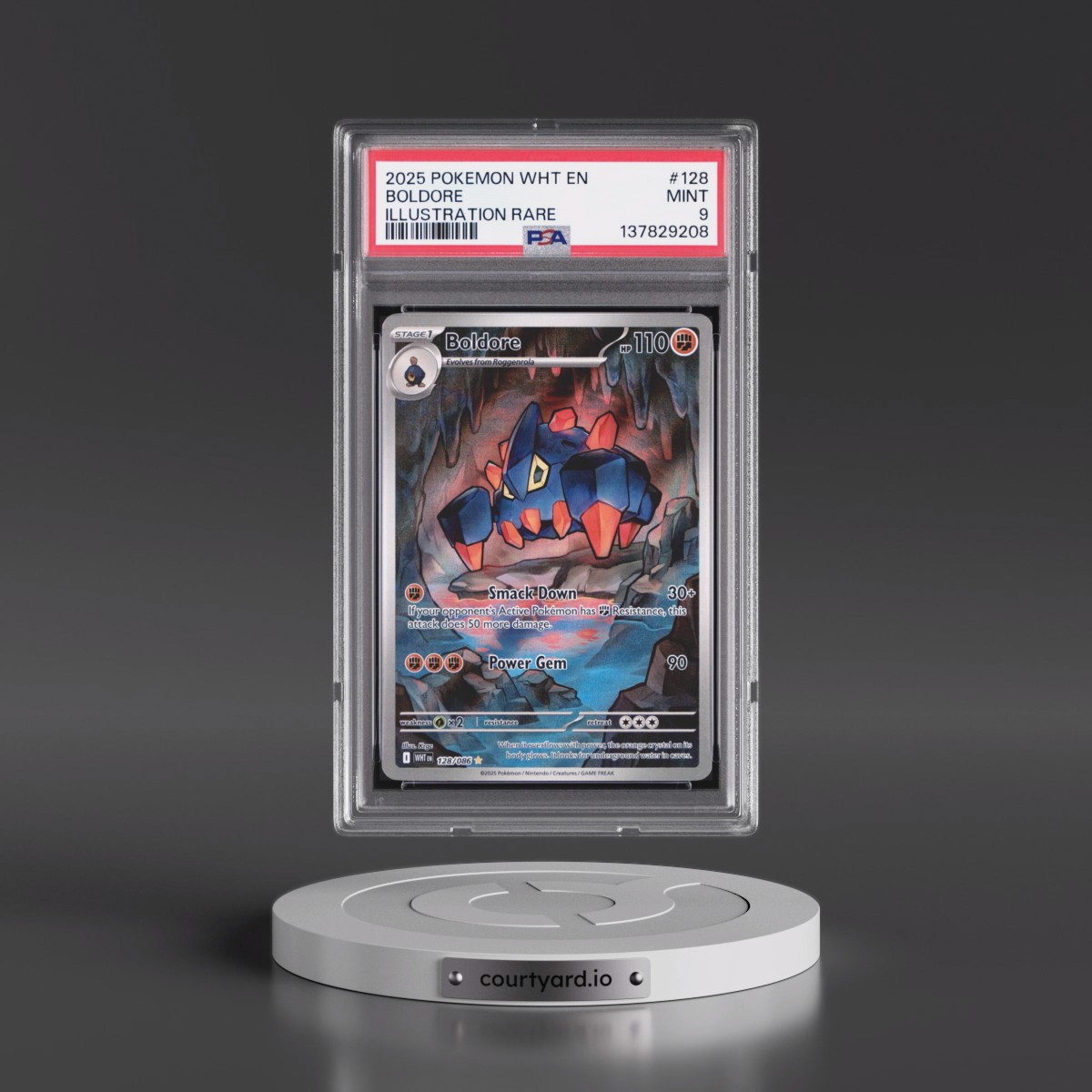 2025 Pokémon Wht EN-White Flare #128 Boldore - Illustration Rare (PSA 9 MINT)