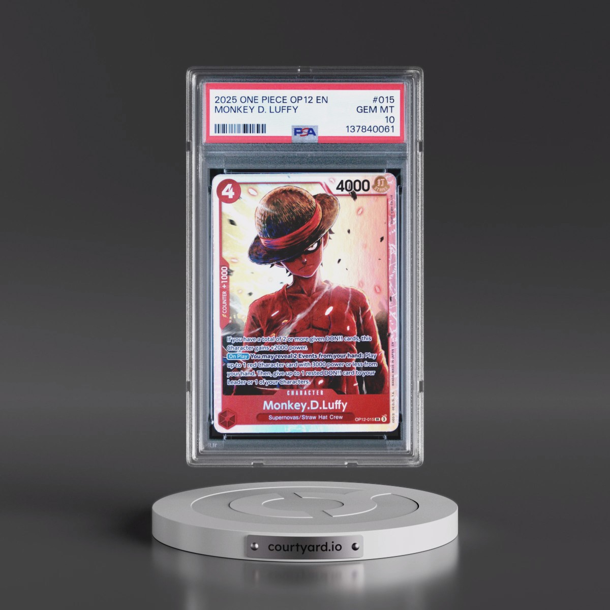 2025 One Piece OP12-Legacy of the Master #015 Monkey D. Luffy (PSA 10 GEM MINT)