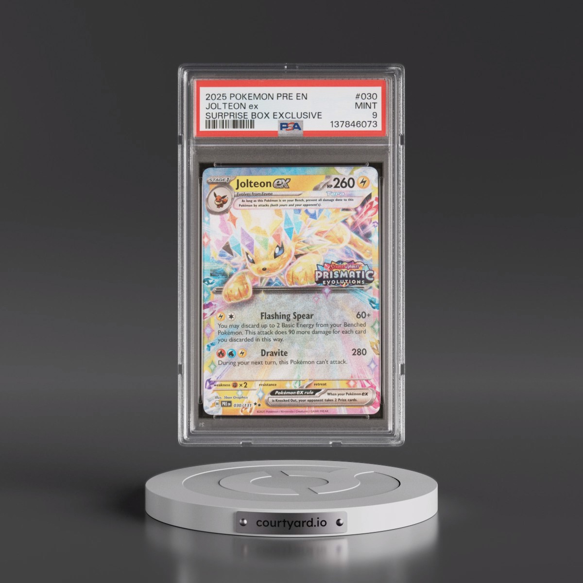 2025 Pokémon Pre EN-Prismatic Evolutions #030 Jolteon EX - Holo Surprise Box Exclusive (PSA 9 MINT)