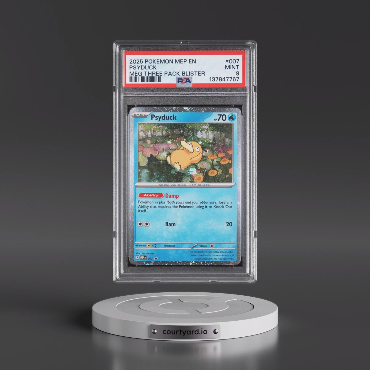 2025 Pokémon Mep EN-Me Black Star Promo #007 Psyduck - Mega Evolution Three Pack Blister (PSA 9 MINT)