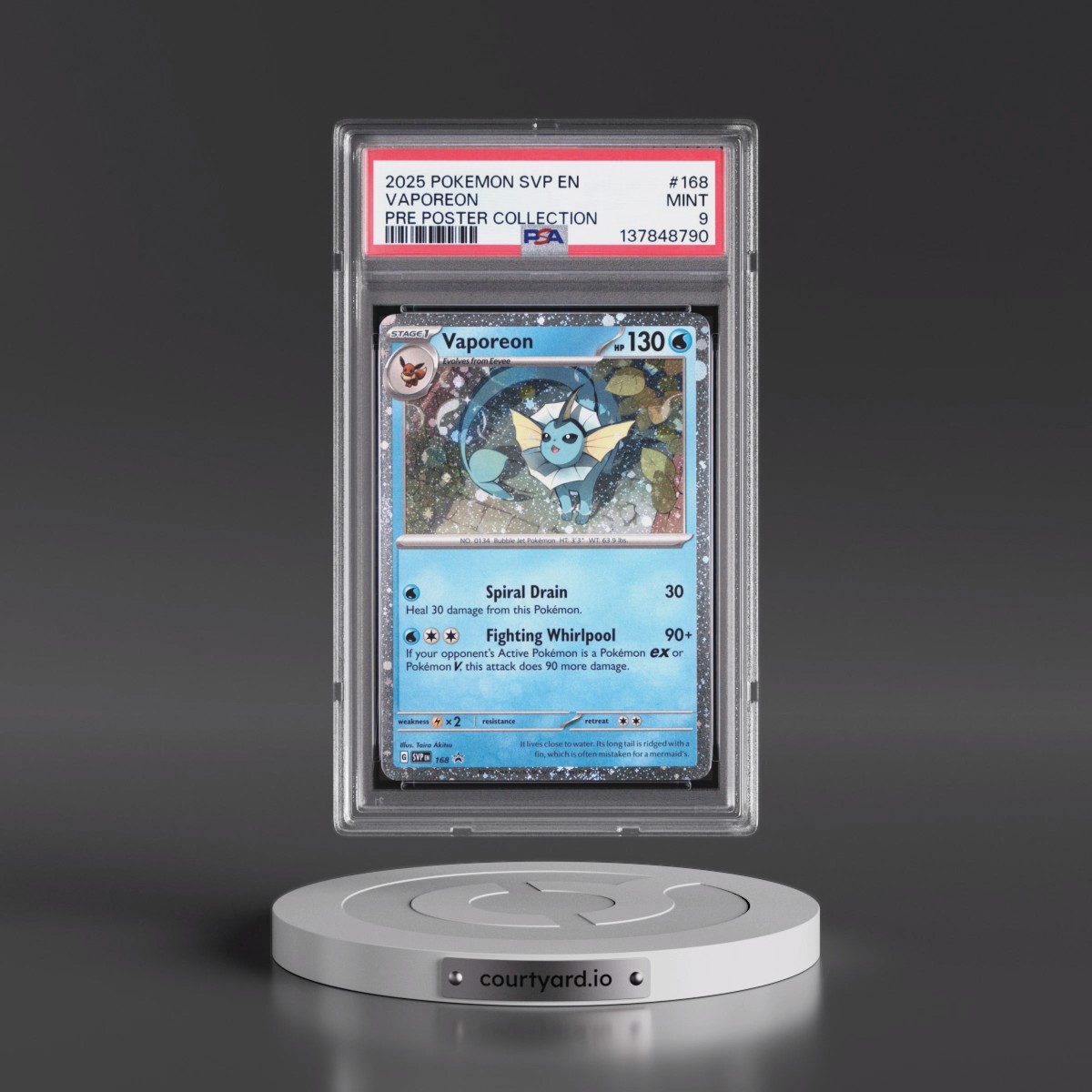 2025 Pokémon Svp EN-SV Black Star Promo #168 Vaporeon - Prismatic Evolutions Poster Collection (PSA 9 MINT)