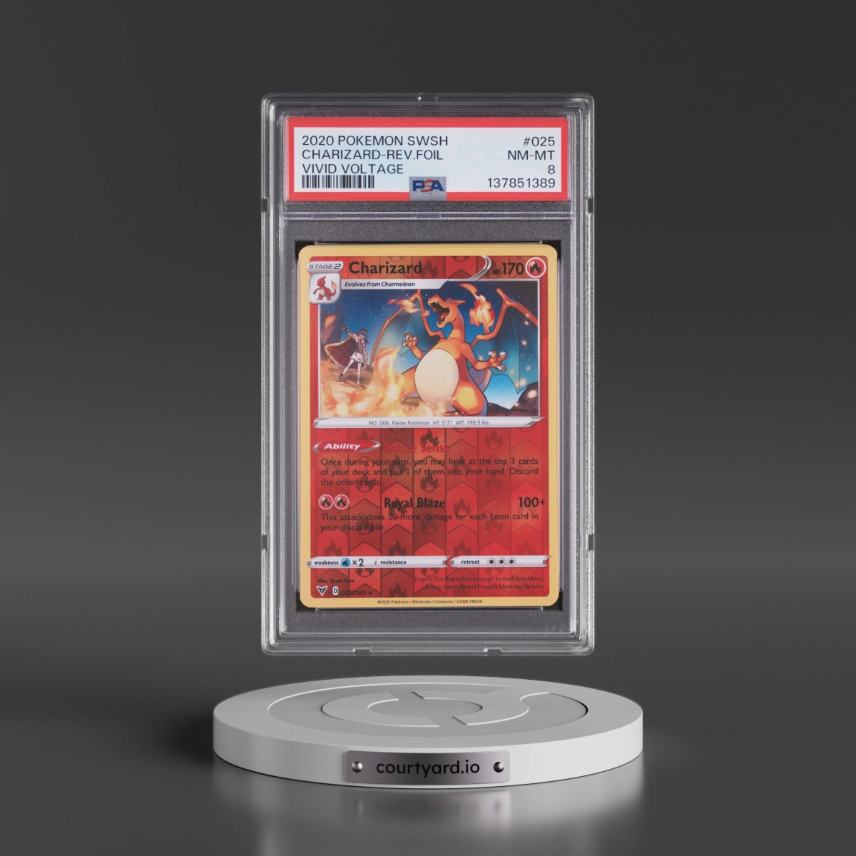 2020 Pokémon Sword & Shield Vivid Voltage #025 Charizard - Reverse Foil (PSA 8 NM-MT)