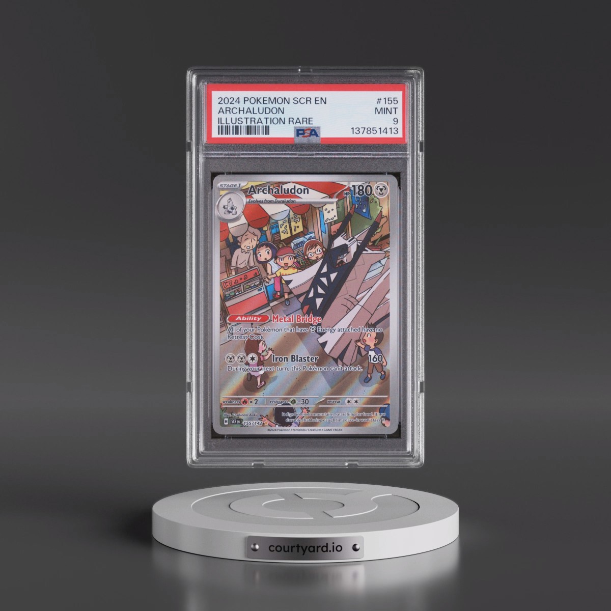 2024 Pokémon Scr EN-Stellar Crown #155 Archaludon - Illustration Rare (PSA 9 MINT)