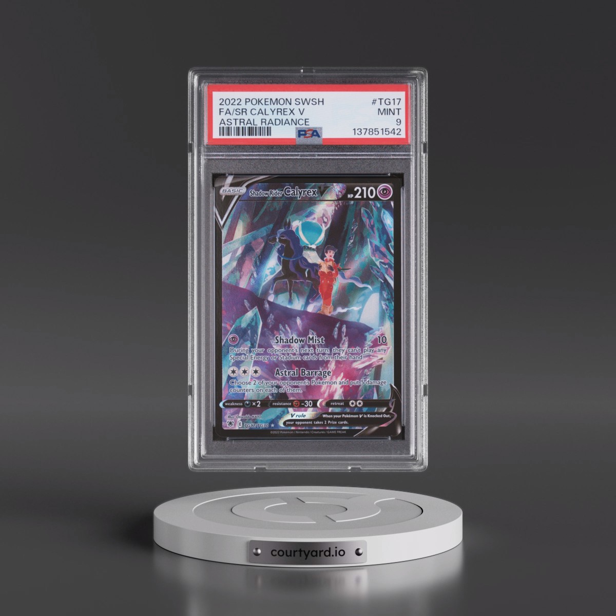 2022 Pokémon Sword & Shield Astral Radiance Shadow Rider Calyrex V - Holo Full Art #TG17 PSA 9