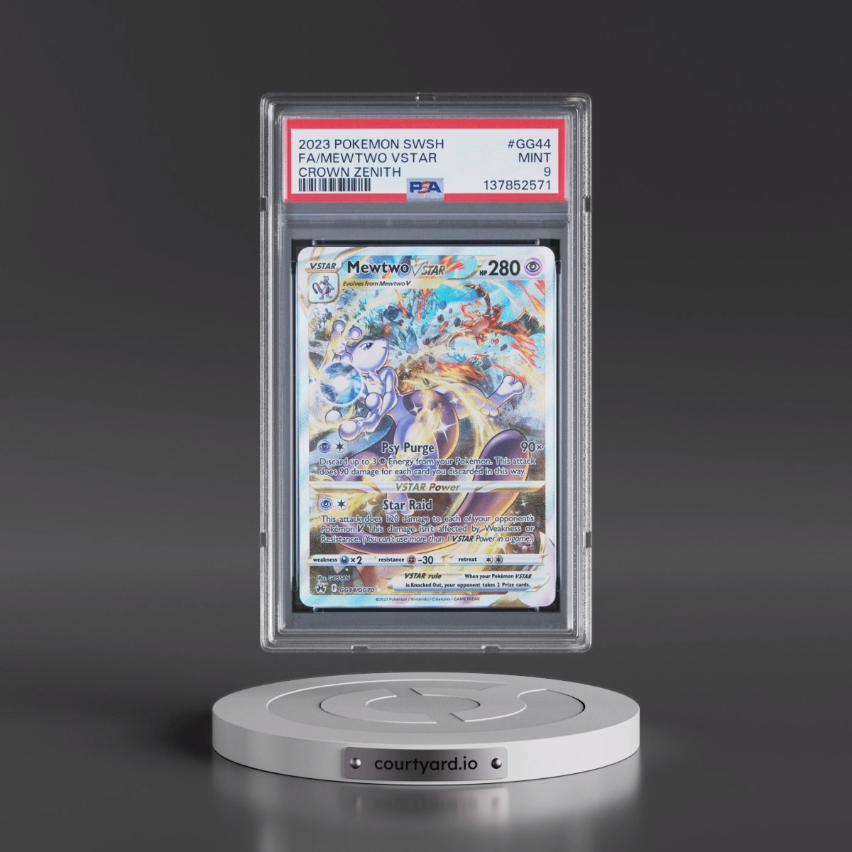 2023 Pokémon Sword and Shield Crown Zenith #GG44 Mewtwo Vstar - Full Art (PSA 9 MINT)