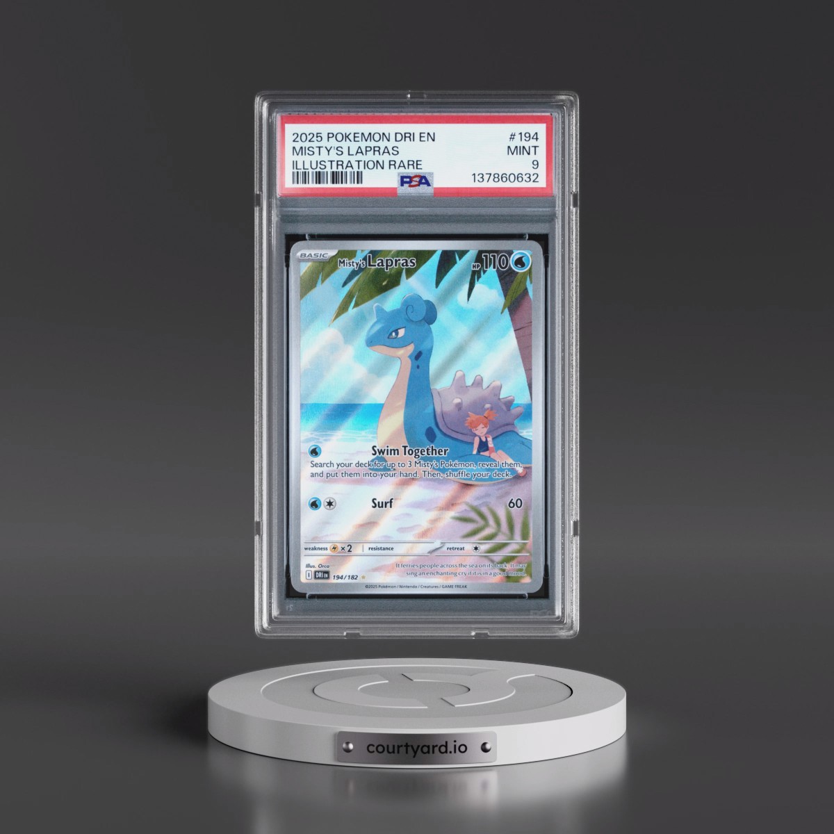 2025 Pokémon Dri EN-Destined Rivals #194 Misty's Lapras - Illustration Rare (PSA 9 MINT)