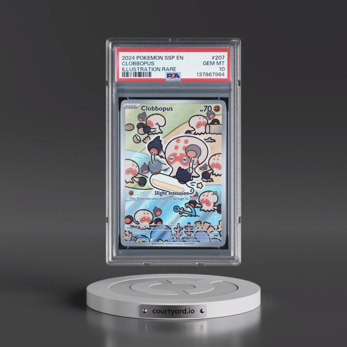 2024 Pokémon Ssp EN-Surging Sparks #207 Clobbopus - Illustration Rare (PSA 10 GEM MINT)