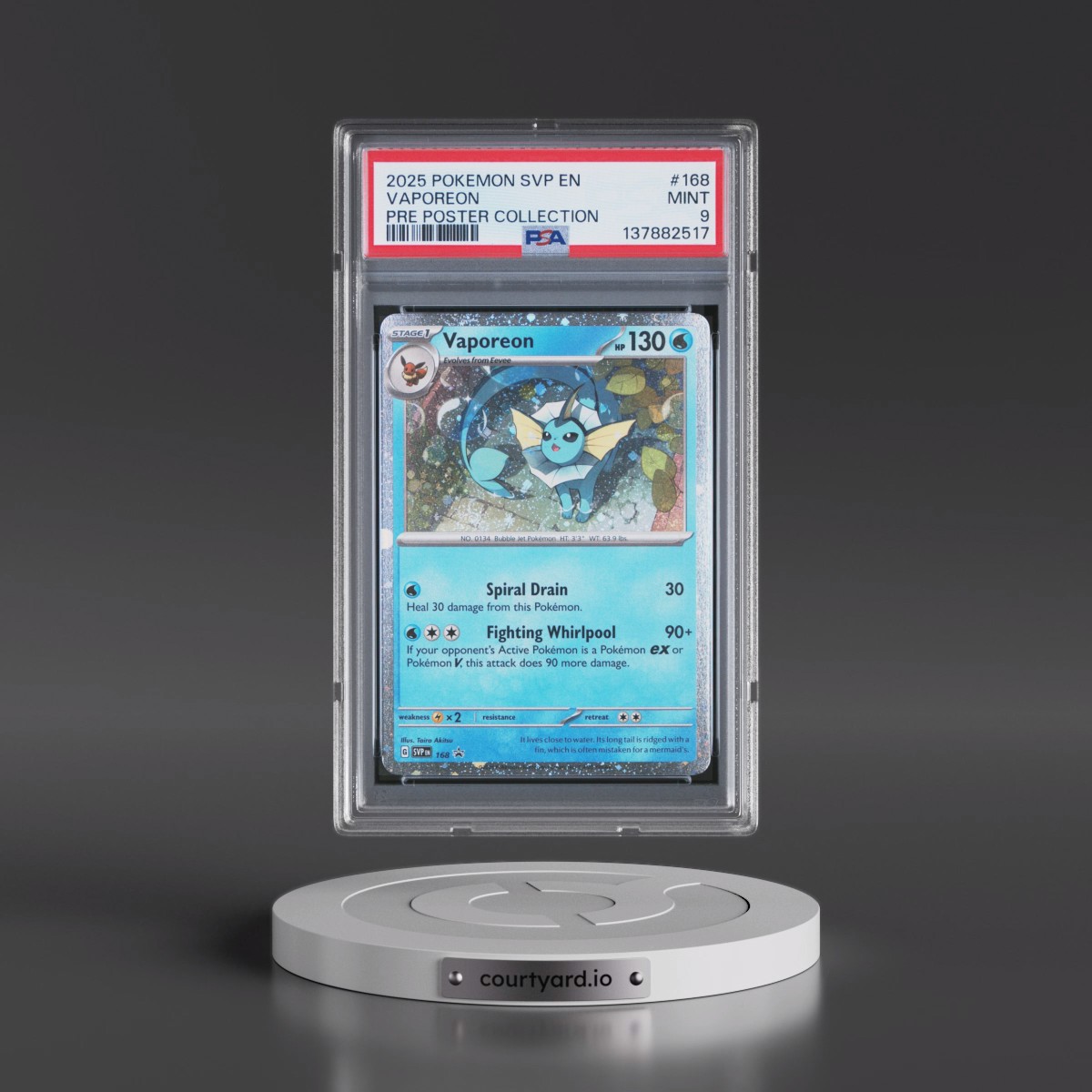 2025 Pokémon Svp EN-SV Black Star Promo #168 Vaporeon - Prismatic Evolutions Poster Collection (PSA 9 MINT)