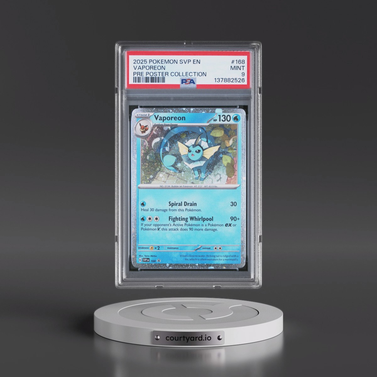 2025 Pokémon Svp EN-SV Black Star Promo #168 Vaporeon - Prismatic Evolutions Poster Collection (PSA 9 MINT)