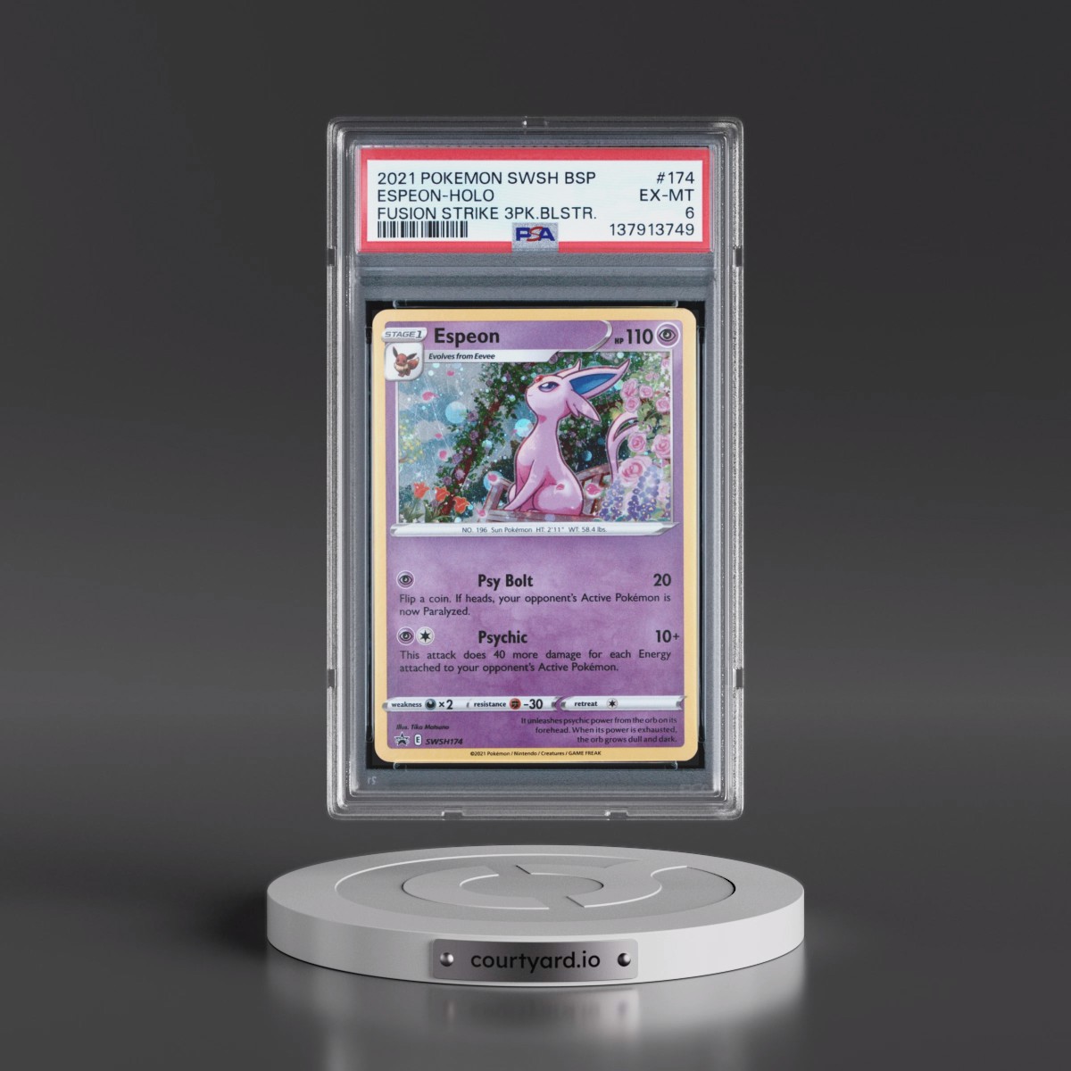 2021 Pokémon Swsh Black Star Promo #174 Espeon - Holo Fusion Strike Three Pack Blisters (PSA 6 EX-MT)