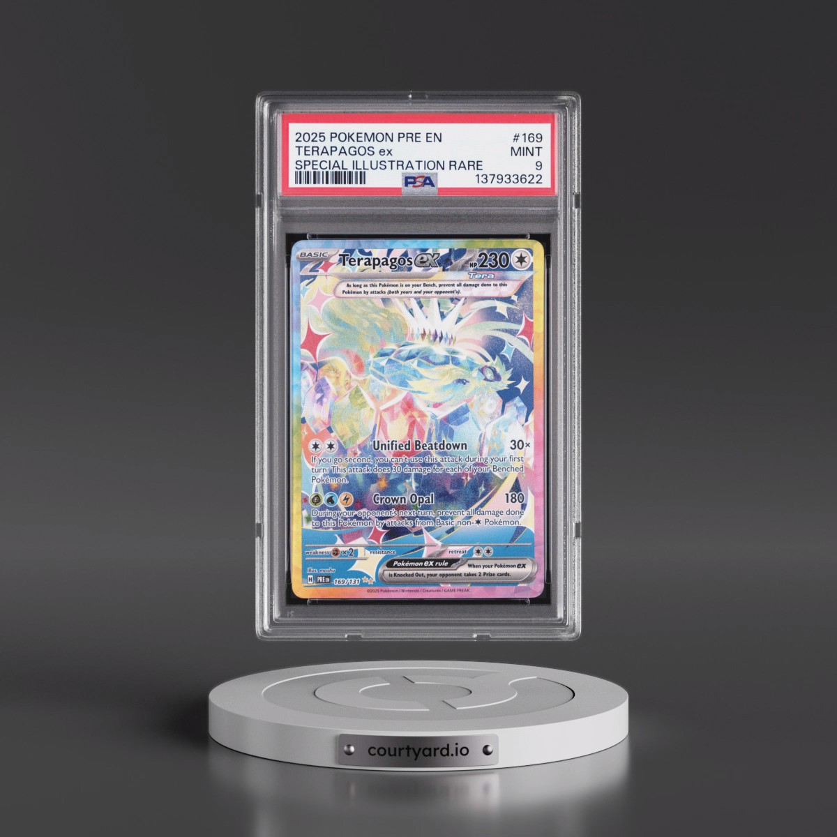 2025 Pokémon Pre EN-Prismatic Evolutions #169 Terapagos EX - Holo Special Illustration Rare (PSA 9 MINT)