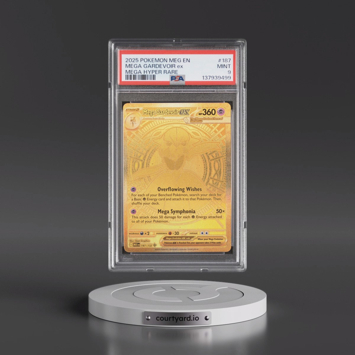 2025 Pokémon Meg EN-Mega Evolution #187 Mega Gardevoir EX - Holo Mega Hyper Rare (PSA 9 MINT)