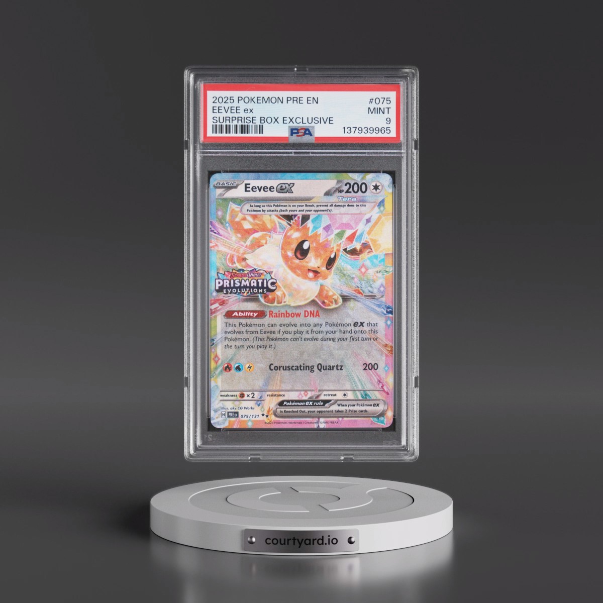 2025 Pokémon Pre EN-Prismatic Evolutions #075 Eevee EX - Holo Surprise Box Exclusive (PSA 9 MINT)