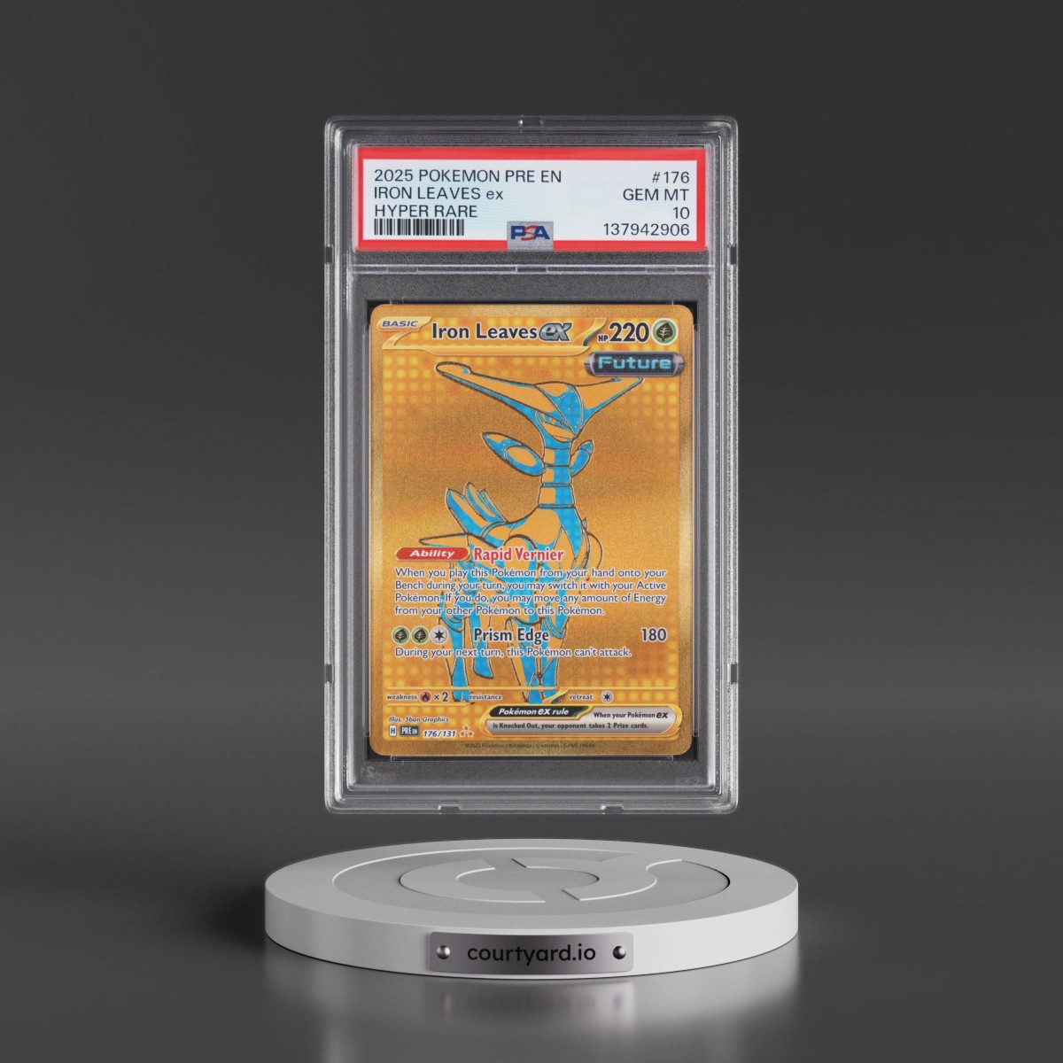 2025 Pokémon Pre EN-Prismatic Evolutions #176 Iron Leaves EX - Holo Hyper Rare (PSA 10 GEM MINT)