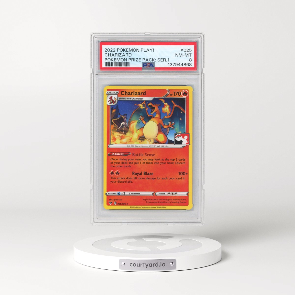 2022 Pokémon Play! Pokémon Prize Pack: Series 1 #025 Charizard (PSA 8 NM-MT)