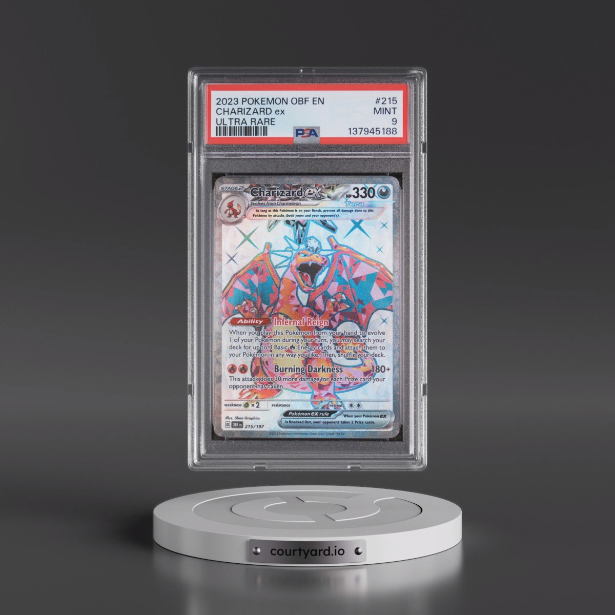 2023 Pokémon Obf EN-Obsidian Flames #215 Charizard EX - Holo Ultra Rare (PSA 9 MINT)