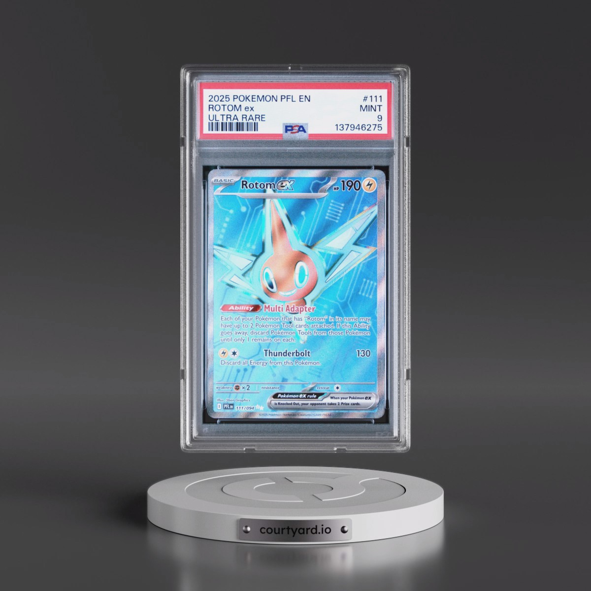 2025 Pokémon Pfl EN-Phantasmal Flames #111 Rotom EX - Holo Ultra Rare (PSA 9 MINT)