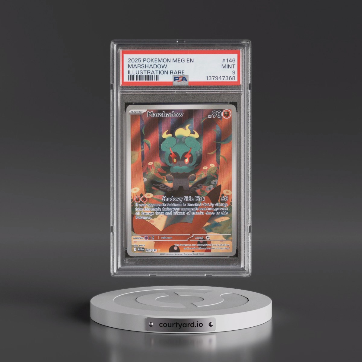 2025 Pokémon Meg EN-Mega Evolution #146 Marshadow - Illustration Rare (PSA 9 MINT)
