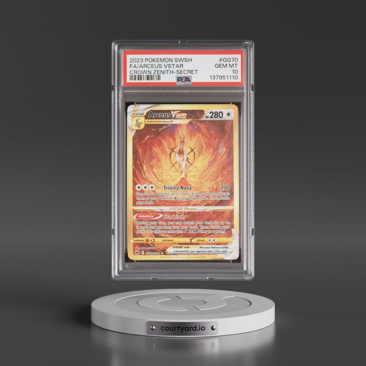 2023 Pokémon Sword and Shield Crown Zenith #GG70 Arceus Vstar - Full Art Secret (PSA 10 GEM MINT)