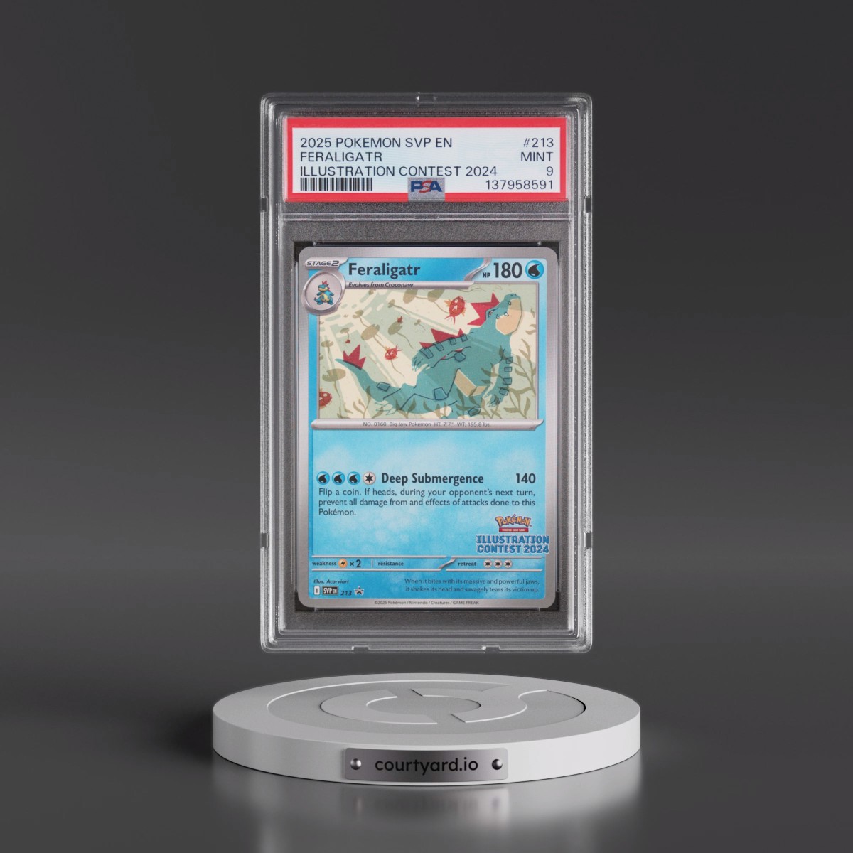 2025 Pokémon Svp EN-SV Black Star Promo #213 Feraligatr - Illustration Contest 2024 (PSA 9 MINT)
