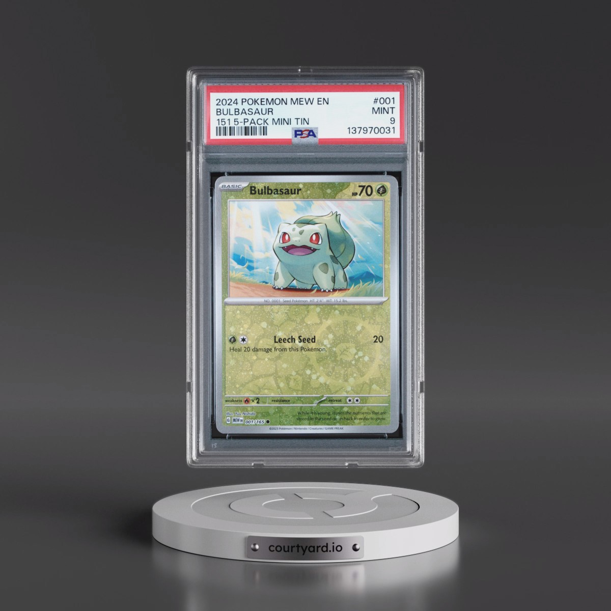 2024 Pokémon Mew EN-151 #001 Bulbasaur - 151 5-Pack Mini Tin (PSA 9 MINT)
