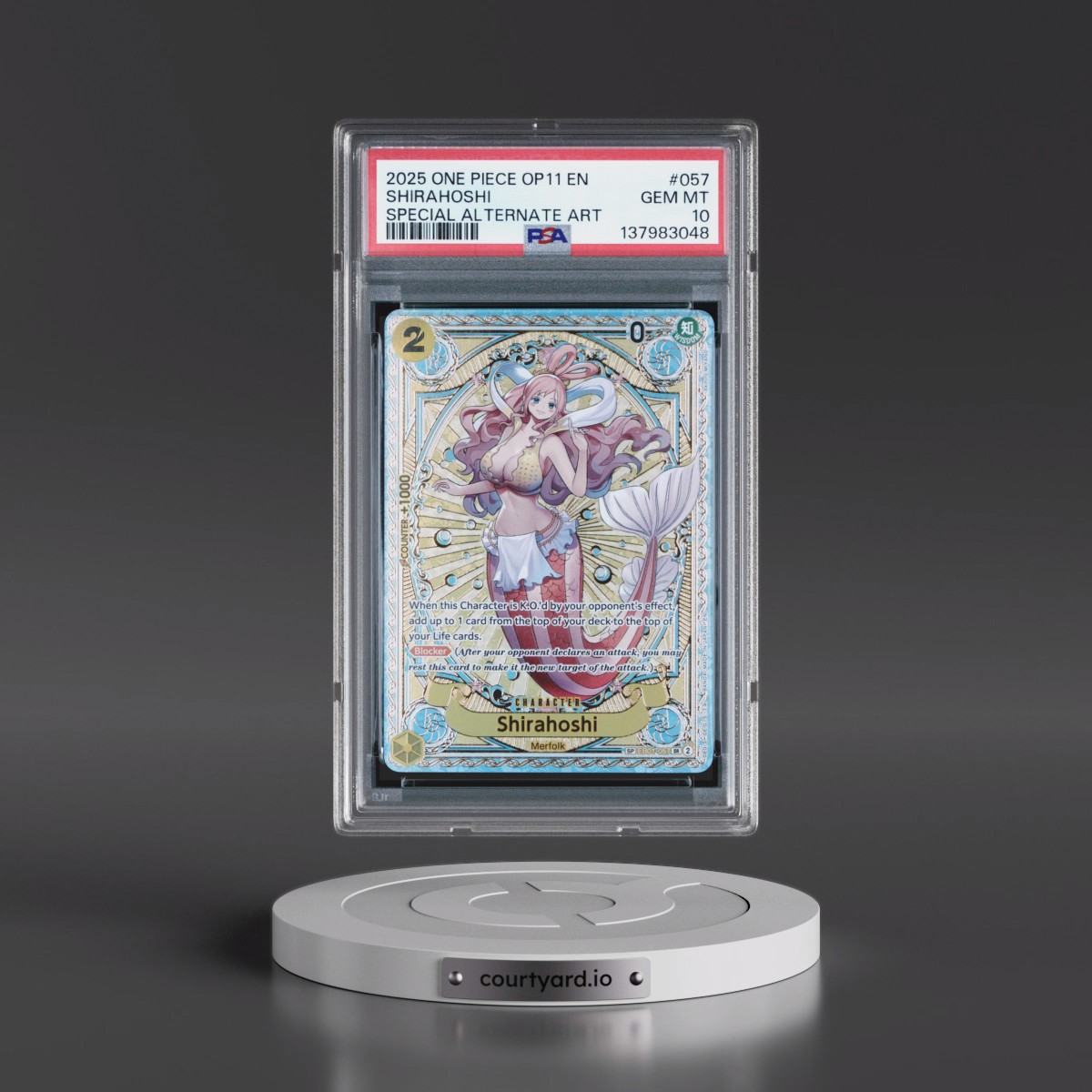 2025 One Piece OP11-A Fist of Divine Speed #057 Shirahoshi - Special Alternate Art (PSA 10 GEM MINT)