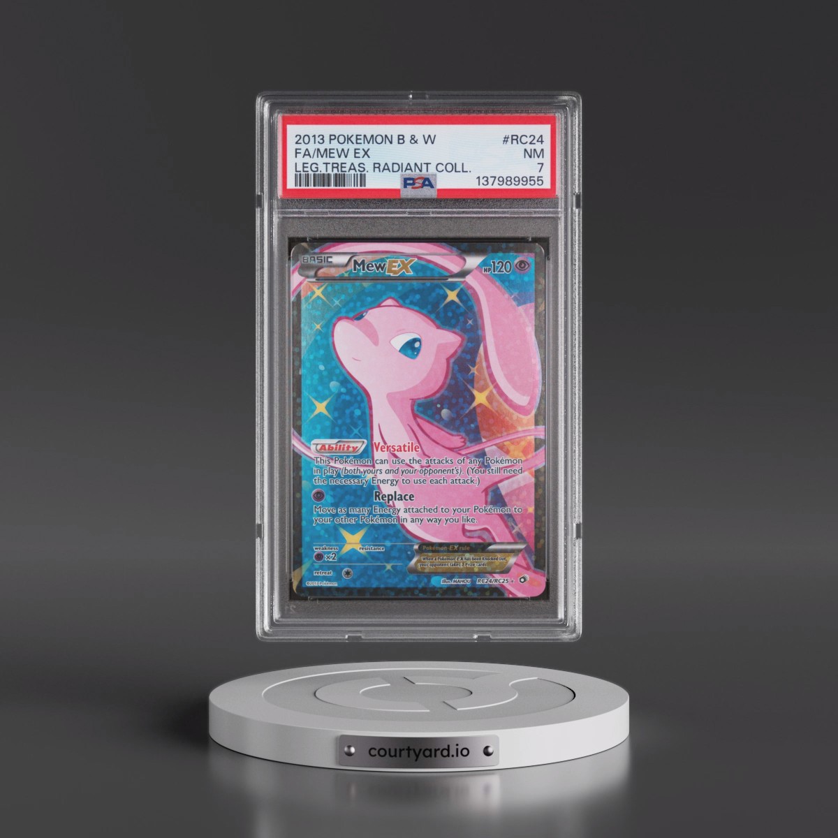 2013 Pokémon Black & White Legendary Treasures Radiant Collection #RC24 Mew EX - Holo Full Art (PSA 7 NM)