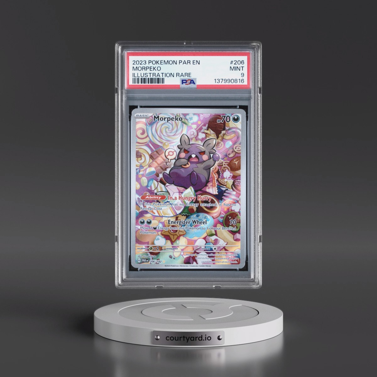 2023 Pokémon Par EN-Paradox Rift #206 Morpeko - Illustration Rare (PSA 9 MINT)