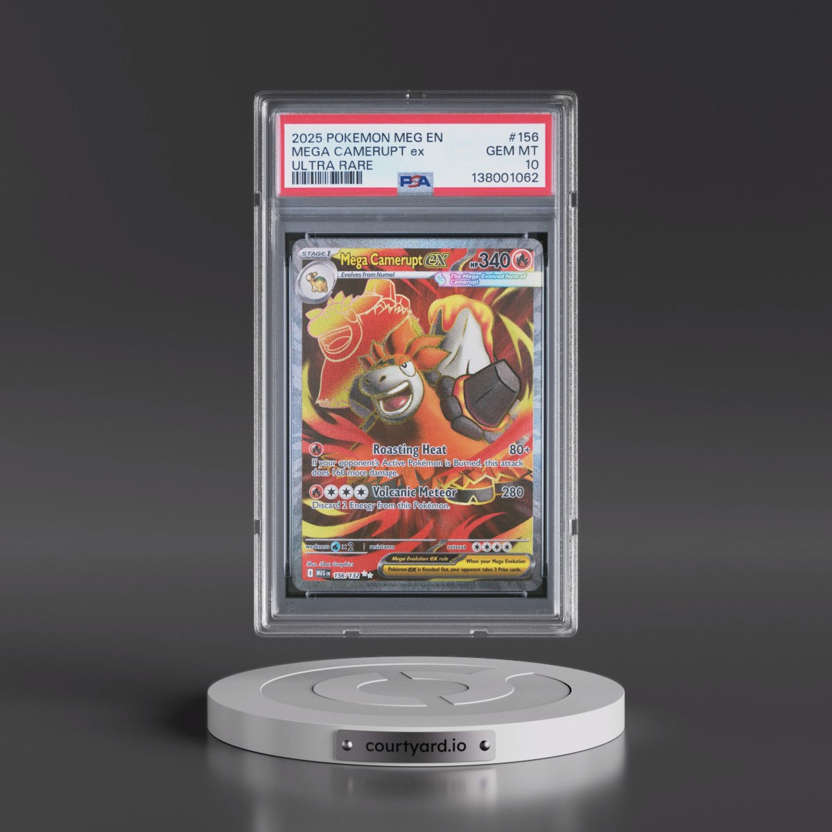 2025 Pokémon Meg EN-Mega Evolution #156 Mega Camerupt EX - Holo Ultra Rare (PSA 10 GEM MINT)