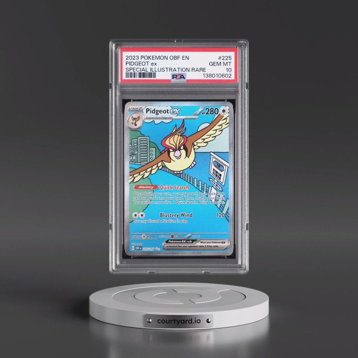 2023 Pokémon Obf EN-Obsidian Flames #225 Pidgeot EX - Holo Special Illustration Rare (PSA 10 GEM MINT)