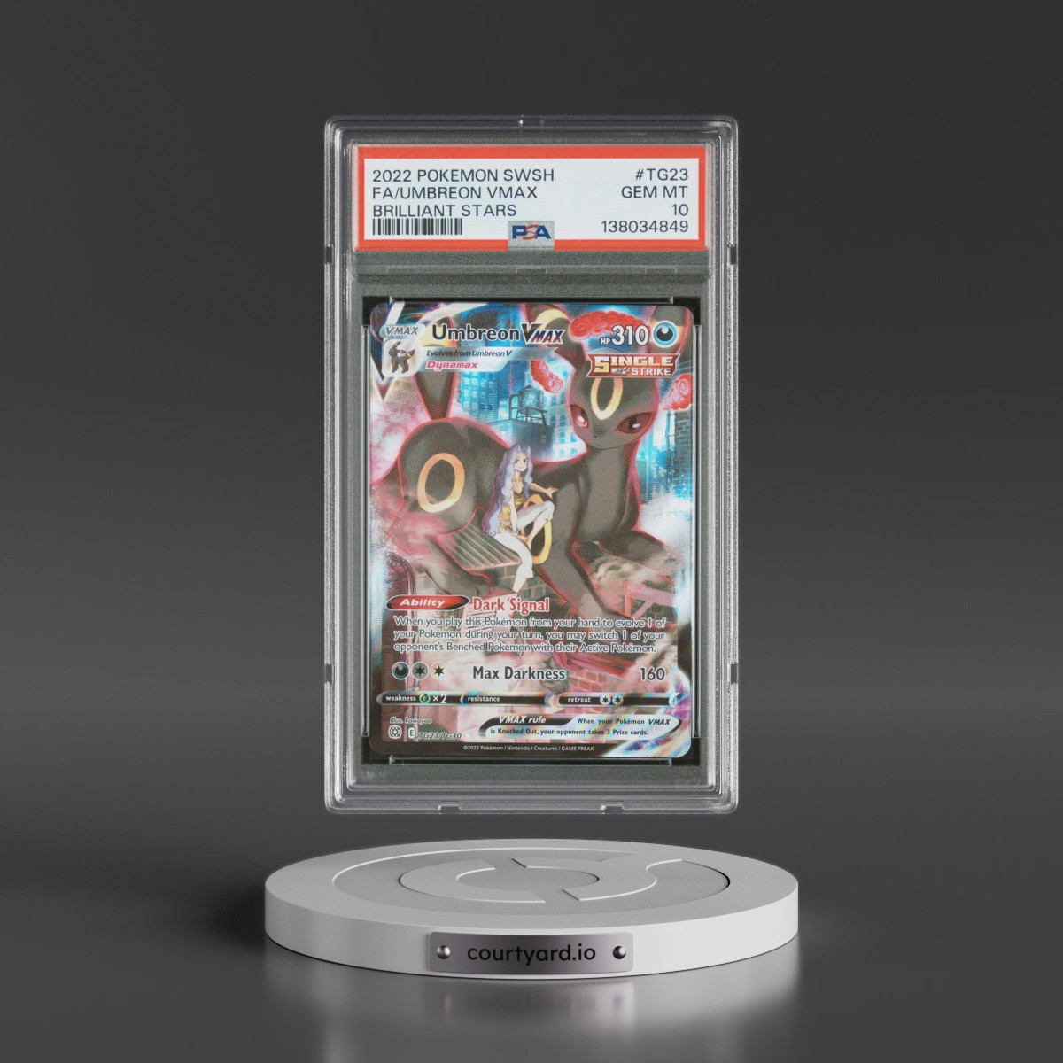 2022 Pokémon Sword & Shield Brilliant Stars #TG23 Umbreon Vmax - Full Art (PSA 10 GEM MINT)