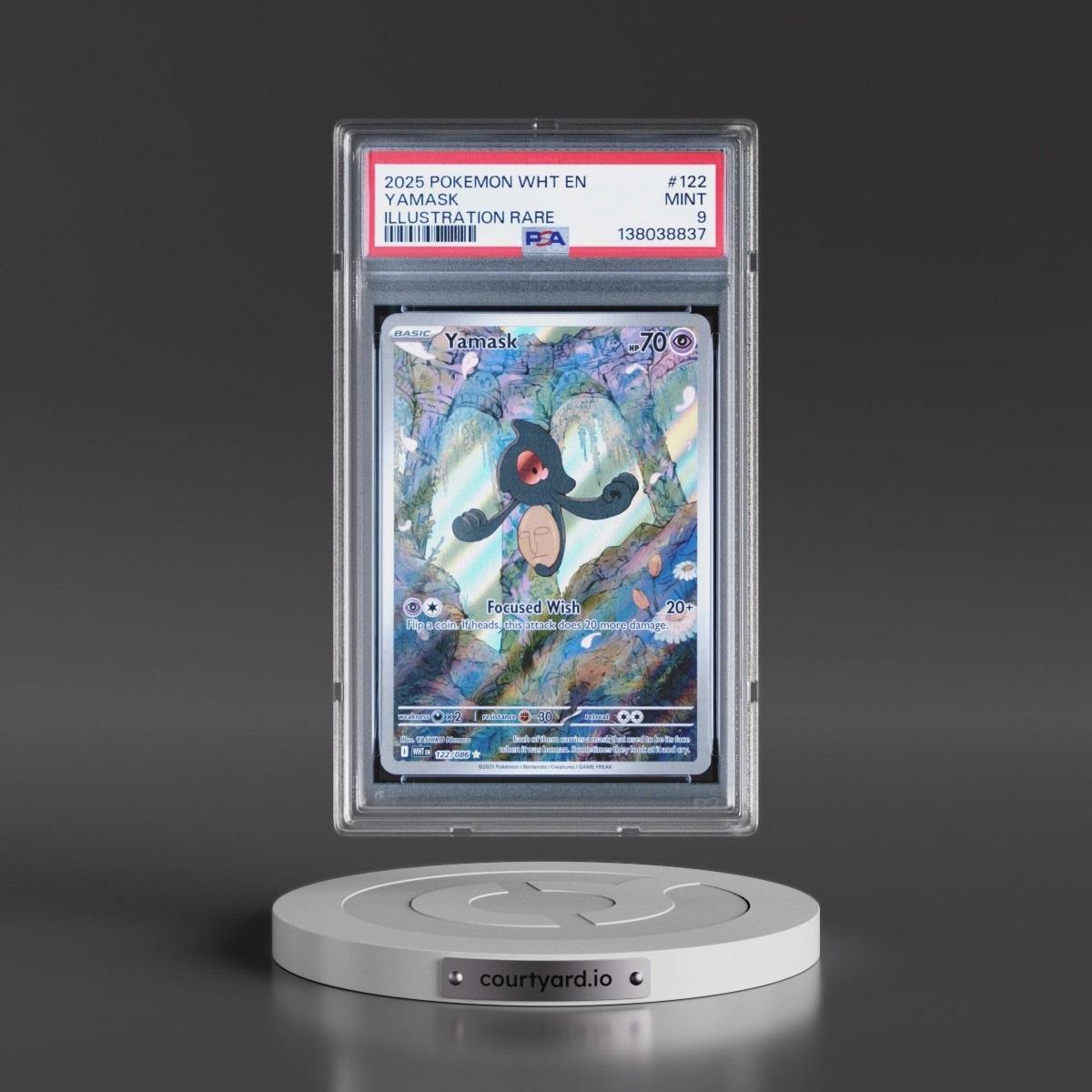2025 Pokémon Wht EN-White Flare #122 Yamask - Illustration Rare (PSA 9 MINT)