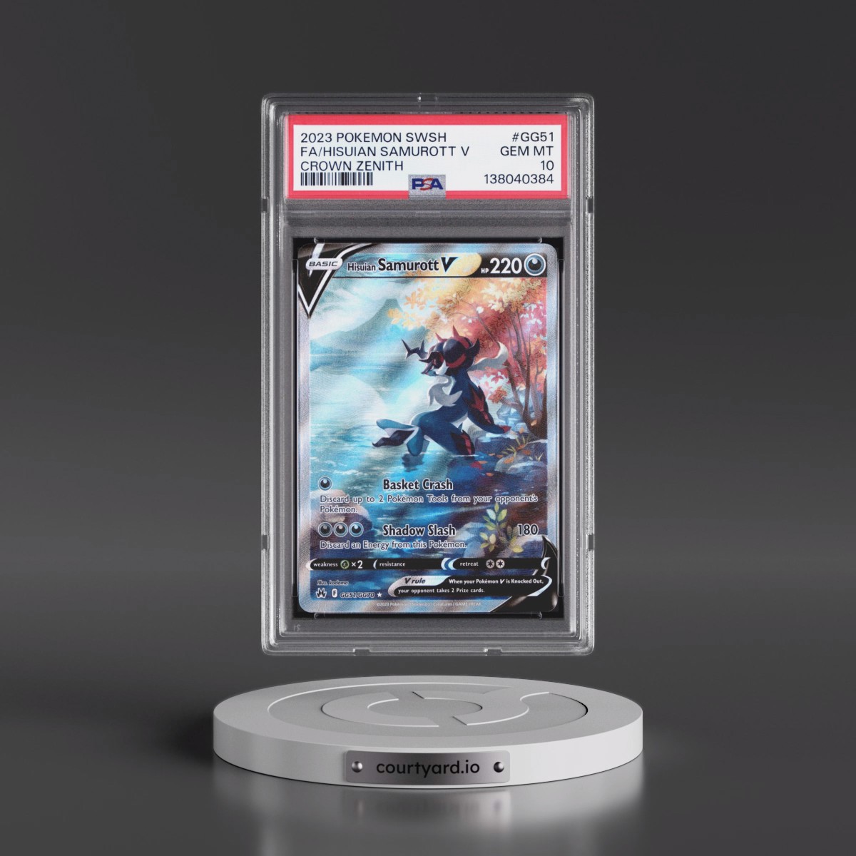 2023 Pokémon Sword and Shield Crown Zenith #GG51 Hisuian Samurott V - Holo Full Art (PSA 10 GEM MINT)