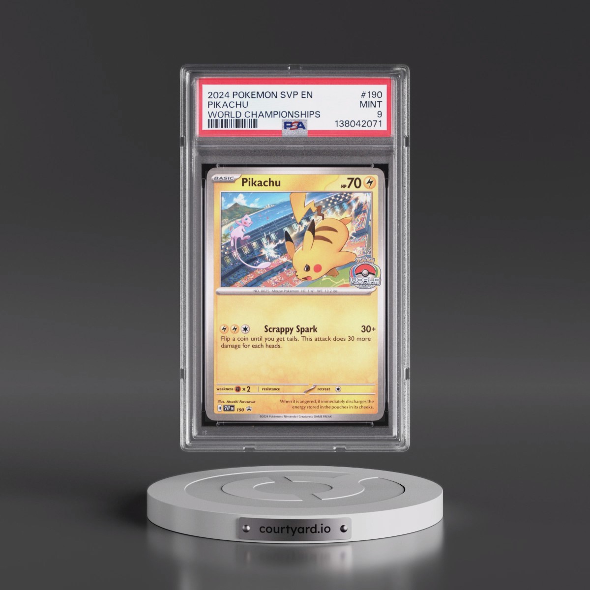 2024 Pokémon Svp EN-SV Black Star Promo #190 Pikachu - World Championships (PSA 9 MINT)