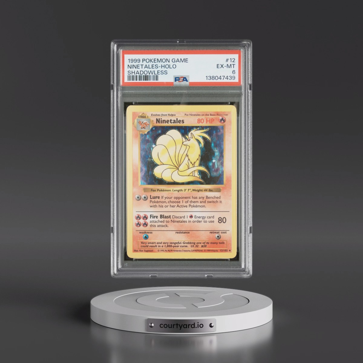 1999 Pokémon Game #12 Ninetales - Holo Shadowless (PSA 6 EX-MT)