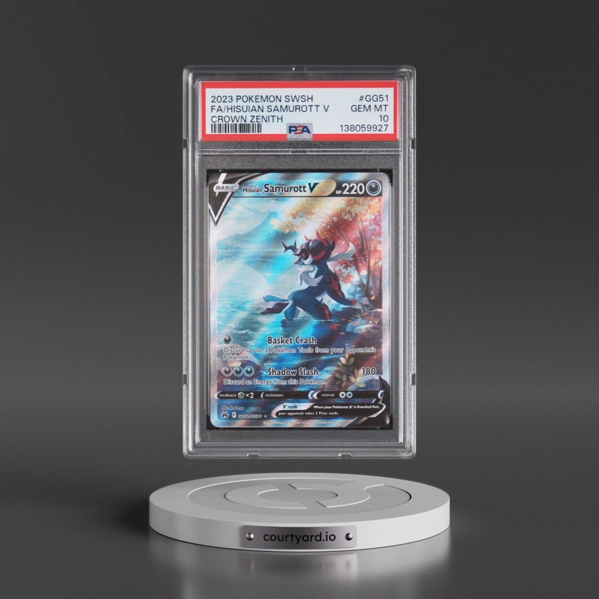 2023 Pokémon Sword and Shield Crown Zenith #GG51 Hisuian Samurott V - Holo Full Art (PSA 10 GEM MINT)
