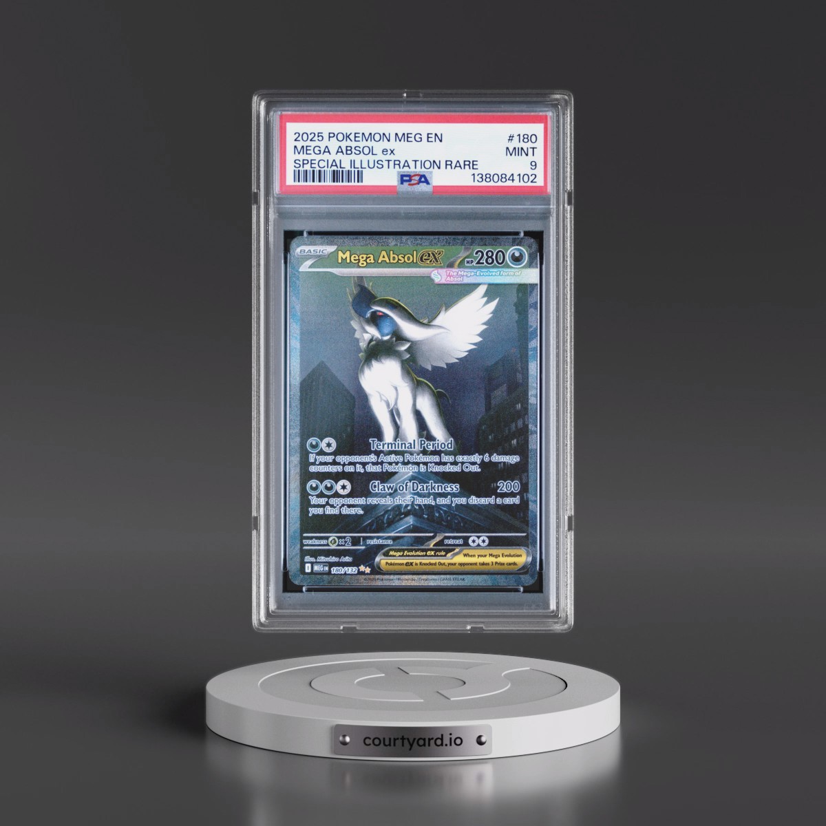 2025 Pokémon Meg EN-Mega Evolution #180 Mega Absol EX - Holo Special Illustration Rare (PSA 9 MINT)