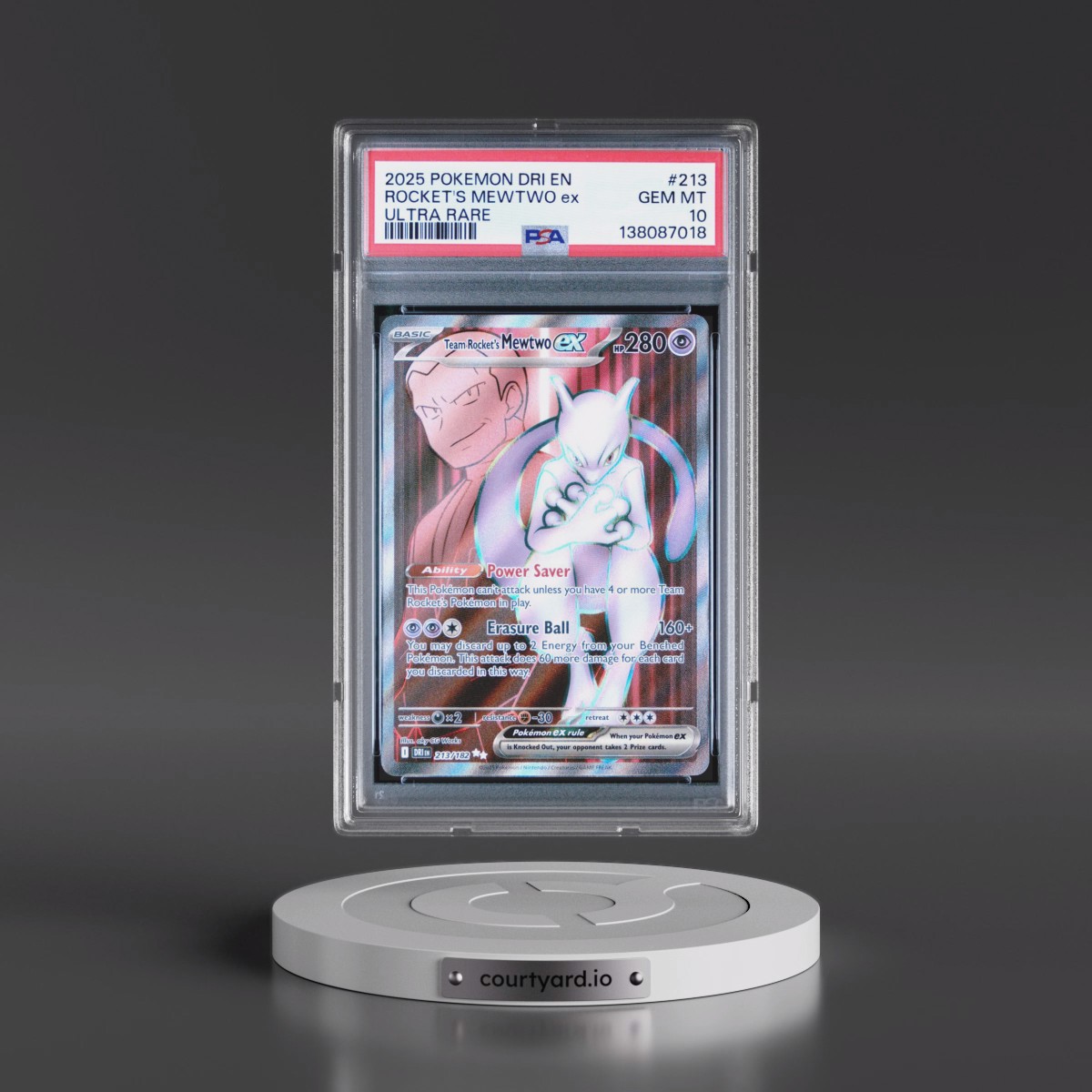 2025 Pokémon Dri EN-Destined Rivals Team Rocket's Mewtwo EX - Holo Ultra Rare #213 PSA 10