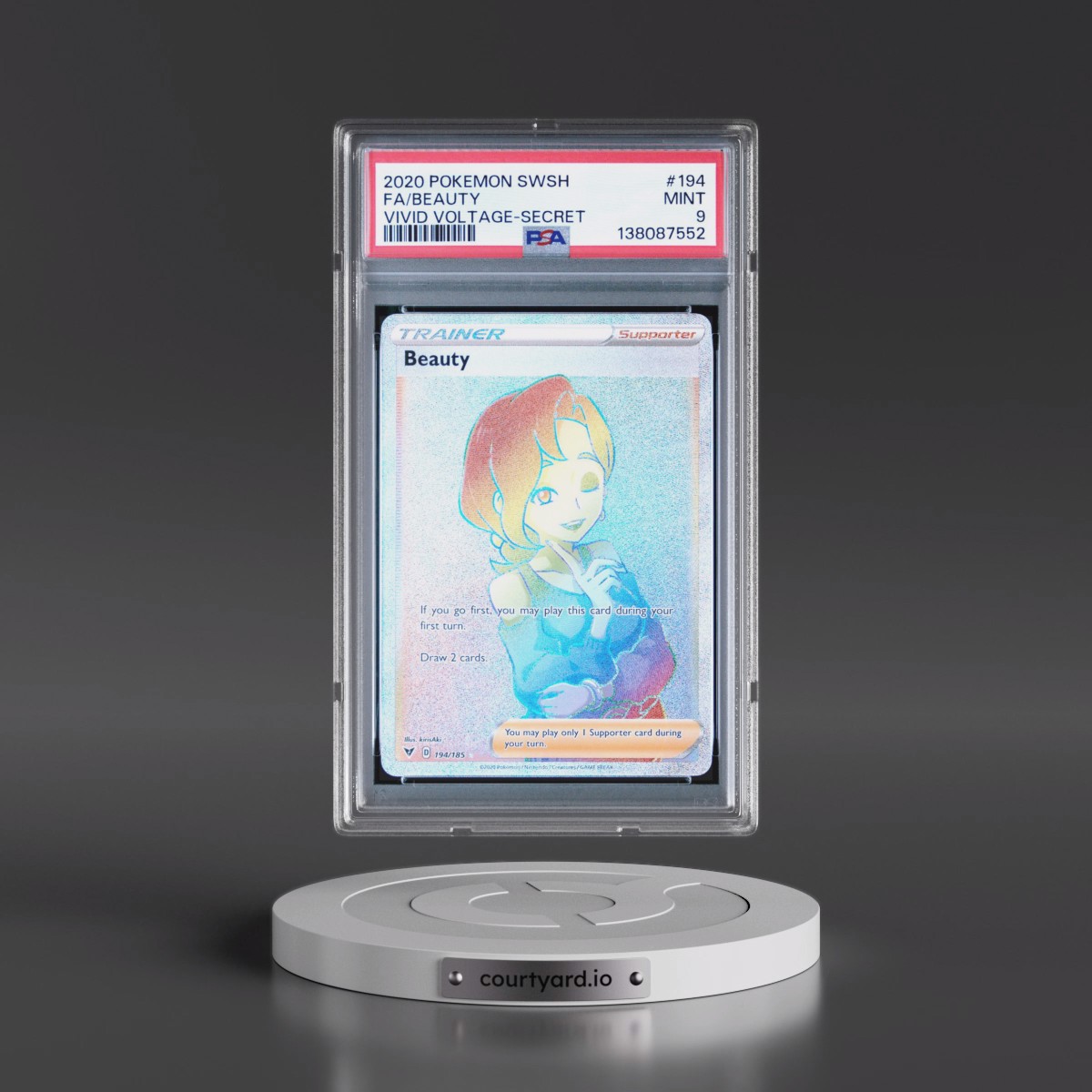 2020 Pokémon Sword & Shield Vivid Voltage #194 Beauty - Full Art Secret (PSA 9 MINT)
