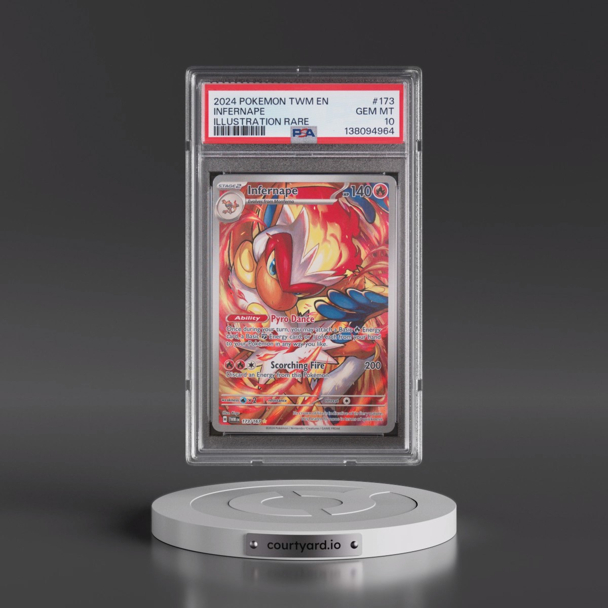 2024 Pokémon Twm EN-Twilight Masquerade #173 Infernape - Illustration Rare (PSA 10 GEM MINT)