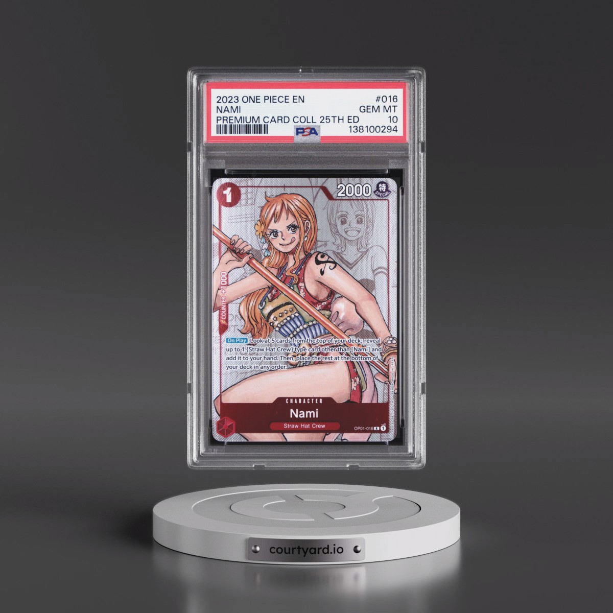 2023 One Piece Premium Bandai Premium Card Collection 25th Edition #016 Nami (PSA 10 GEM MINT)