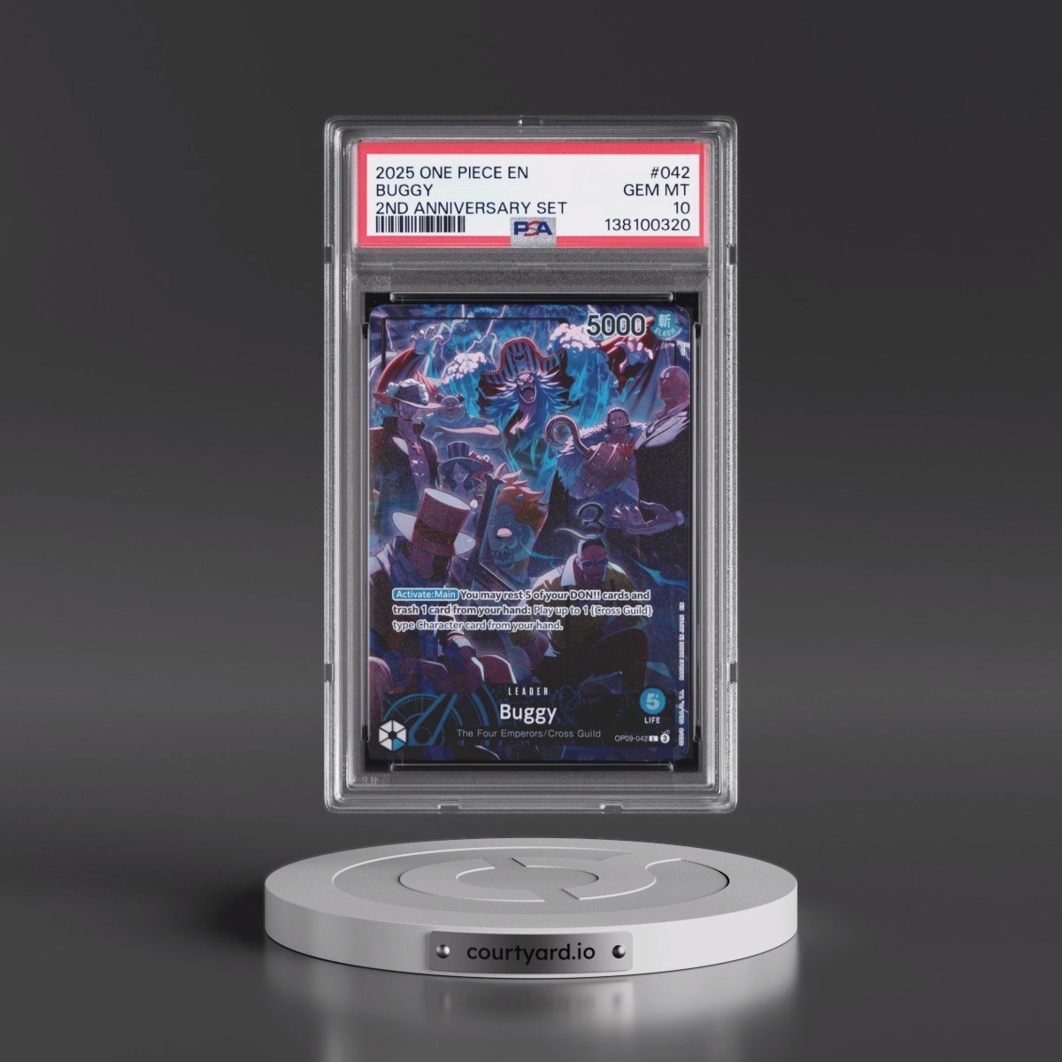 2025 One Piece English Version 2nd Anniversary Set #042 Buggy (PSA 10 GEM MINT)