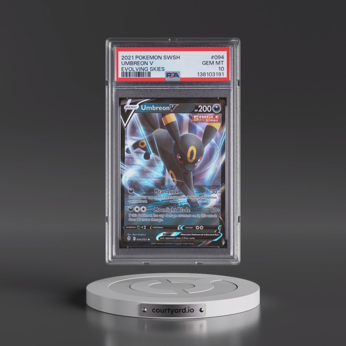 2021 Pokémon Sword & Shield Evolving Skies Umbreon V - Holo #094 PSA 10