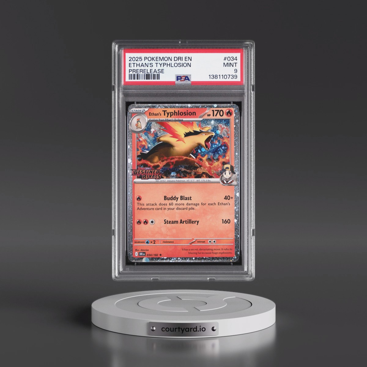 2025 Pokémon Dri EN-Destined Rivals #034 Ethan's Typhlosion - Prerelease (PSA 9 MINT)
