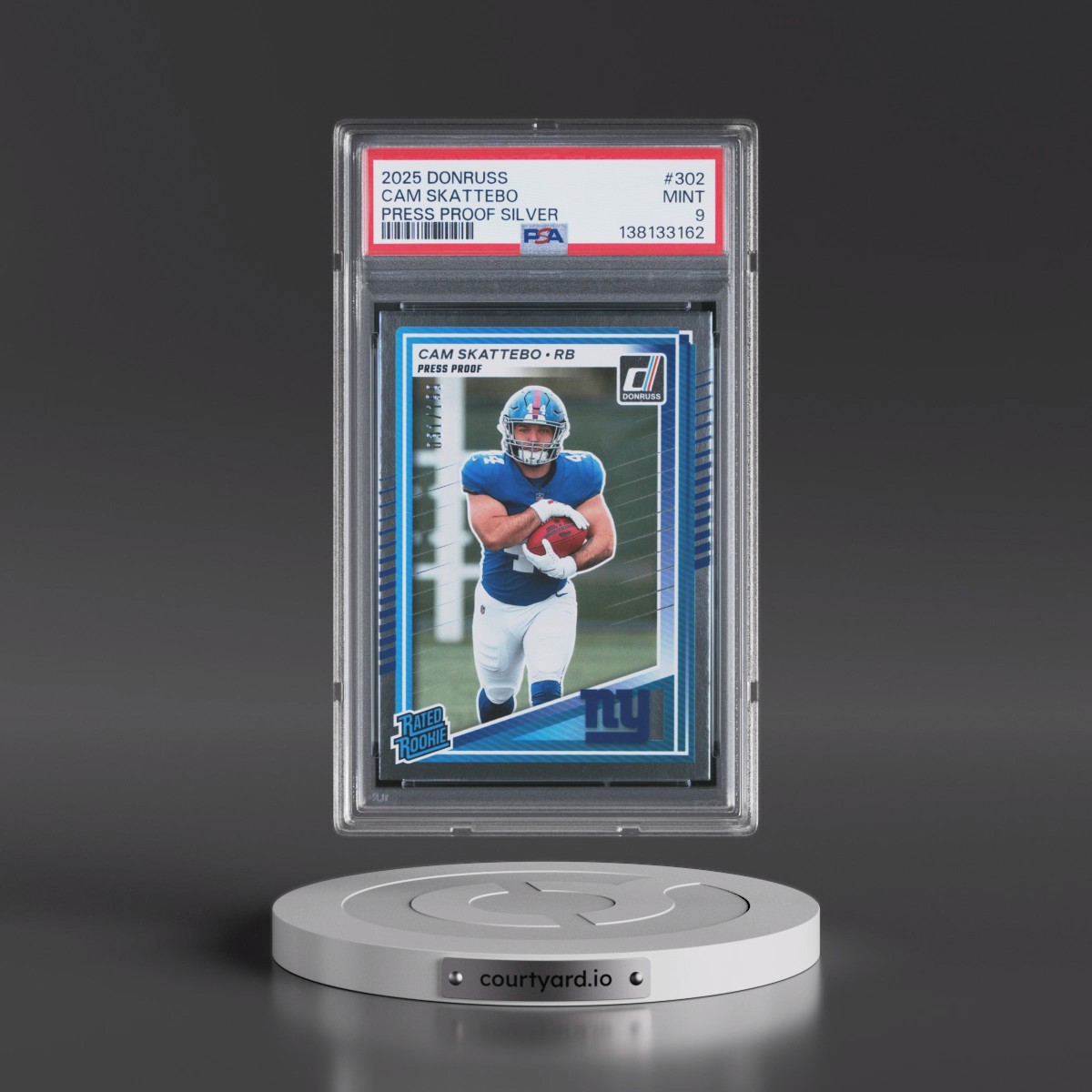 2025 Panini Donruss #302 Cam Skattebo - Press Proof Silver (PSA 9 MINT)
