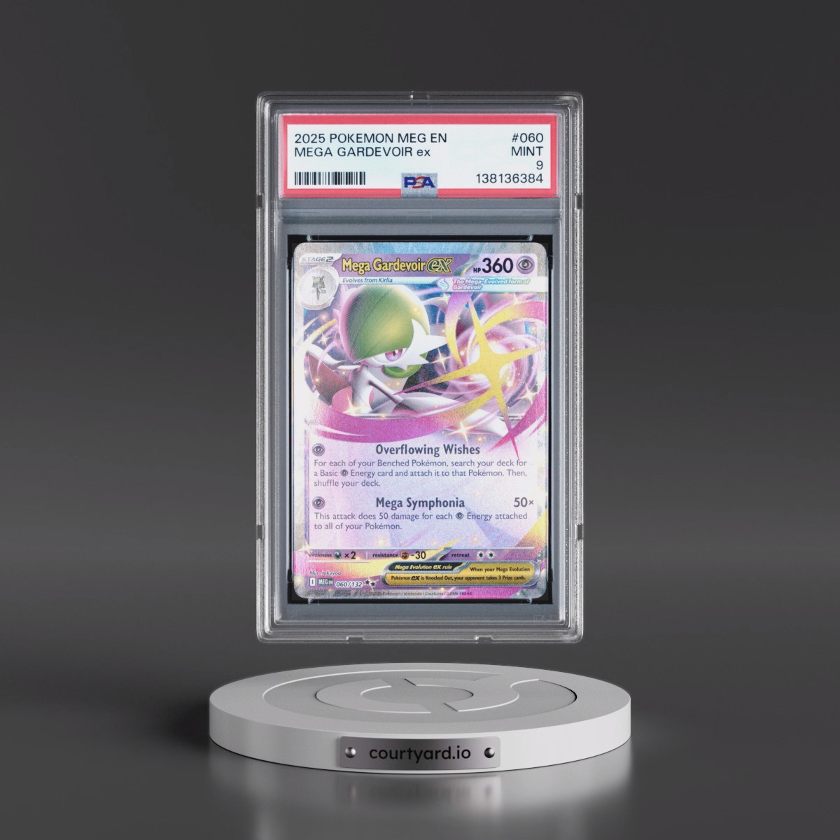 2025 Pokémon Meg EN-Mega Evolution #060 Mega Gardevoir EX - Holo (PSA 9 MINT)